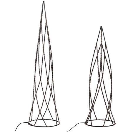 Zestaw 2 dekoracji świątecznych LED NEIDEN Choinka 52/38 cm Srebrny