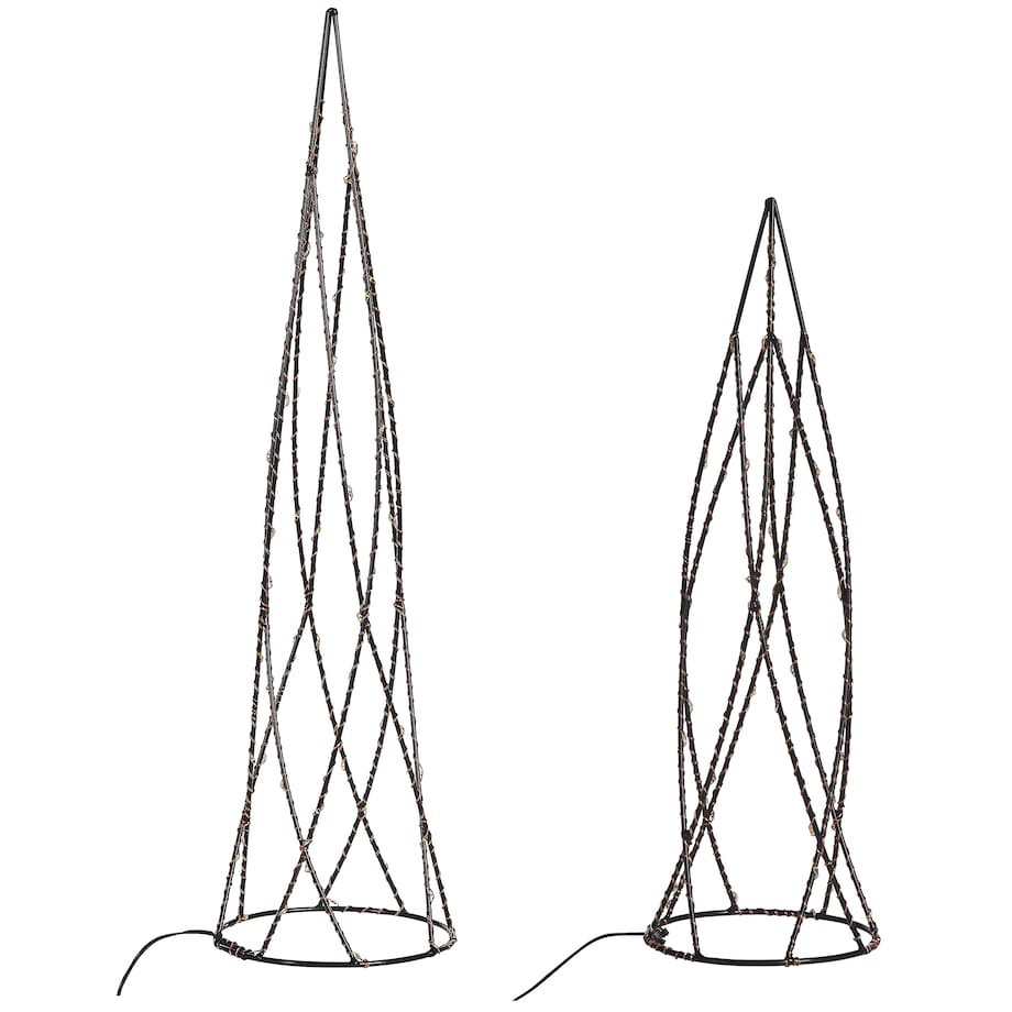 Zestaw 2 dekoracji świątecznych LED NEIDEN Choinka 52/38 cm Srebrny
