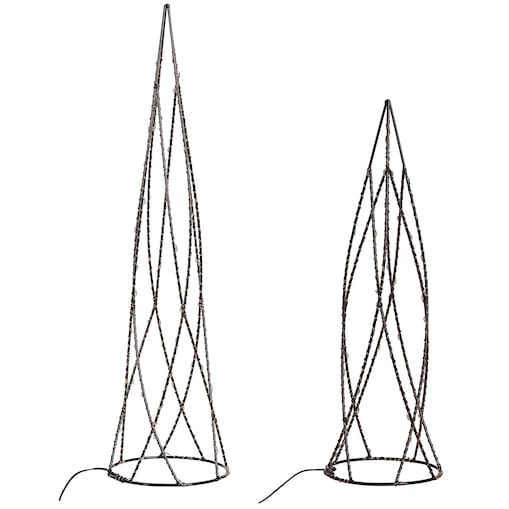 Zestaw 2 dekoracji świątecznych LED NEIDEN Choinka 52/38 cm Srebrny