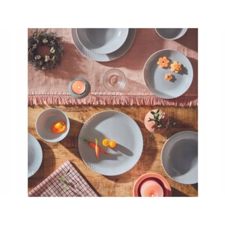 KOMPLET OBIADOWY 18 ele SZARY PAMPILLE LUMINARC okrągłe talerze zastawa