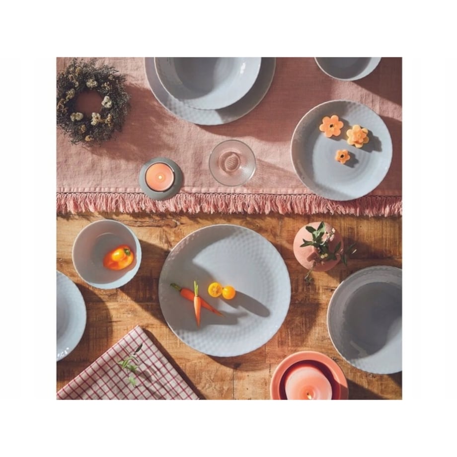 KOMPLET OBIADOWY 18 ele SZARY PAMPILLE LUMINARC okrągłe talerze zastawa