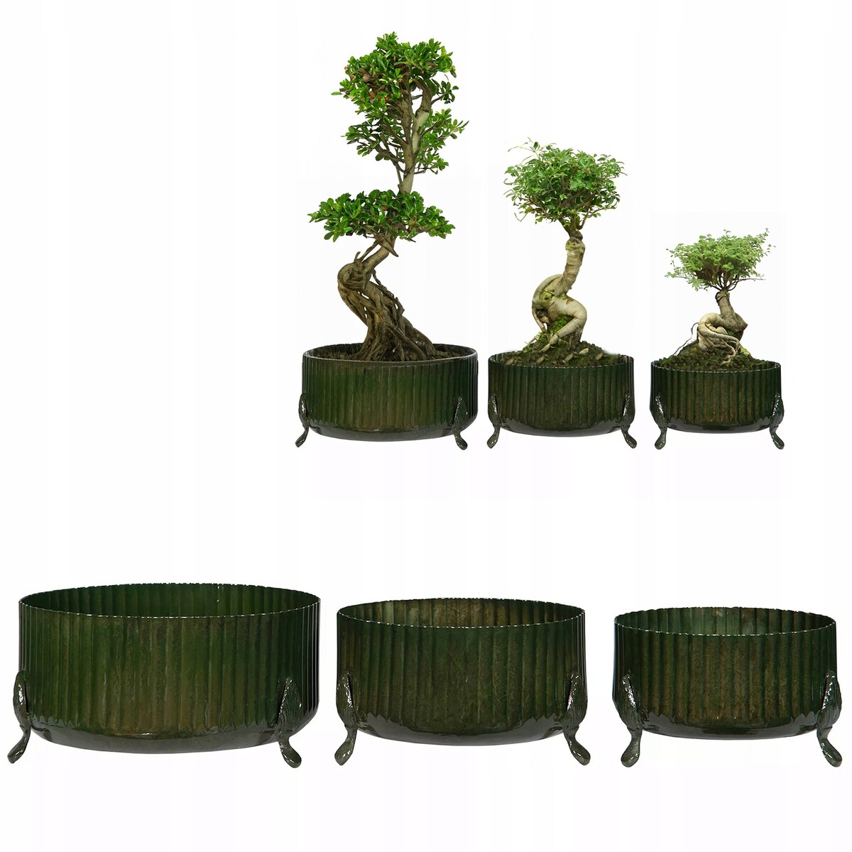DONICZKA NA BONSAI DUŻA 3 szt. płaska płytka metalowa na nóżkach osłonka