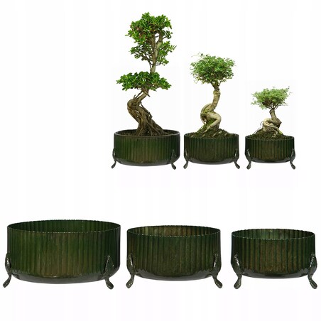 DONICZKA NA BONSAI DUŻA 3 szt. płaska płytka metalowa na nóżkach osłonka