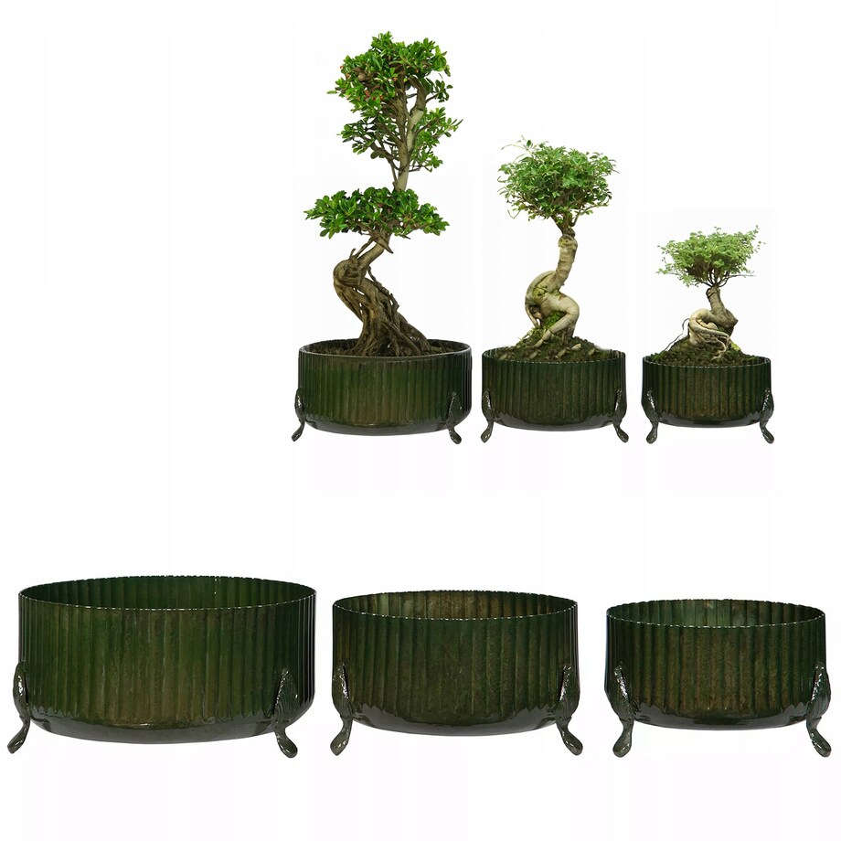 DONICZKA NA BONSAI DUŻA 3 szt. płaska płytka metalowa na nóżkach osłonka