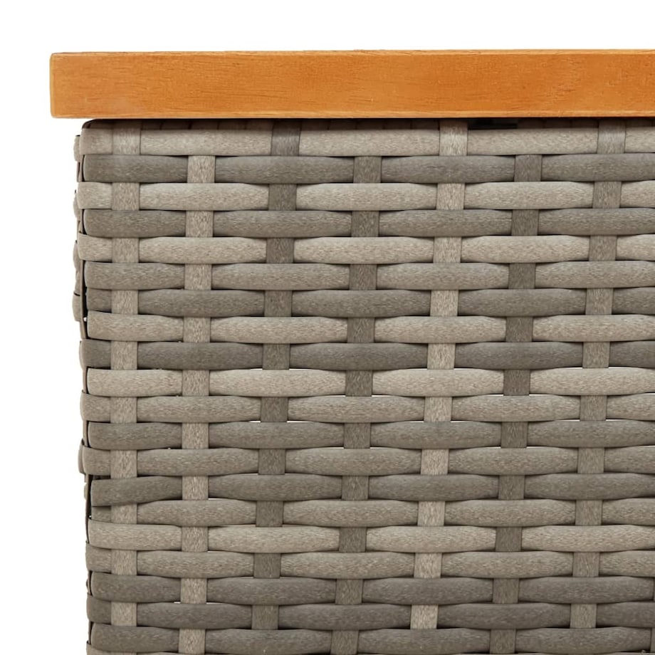 vidaXL Stolik ogrodowy, szary, 70x70x25 cm, rattan i drewno akacjowe