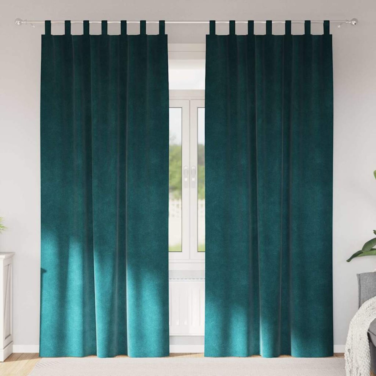 vidaXL Zasłony z zasłonami 2 pcs Ciemnozielony 140 x 260 cm Aksamit