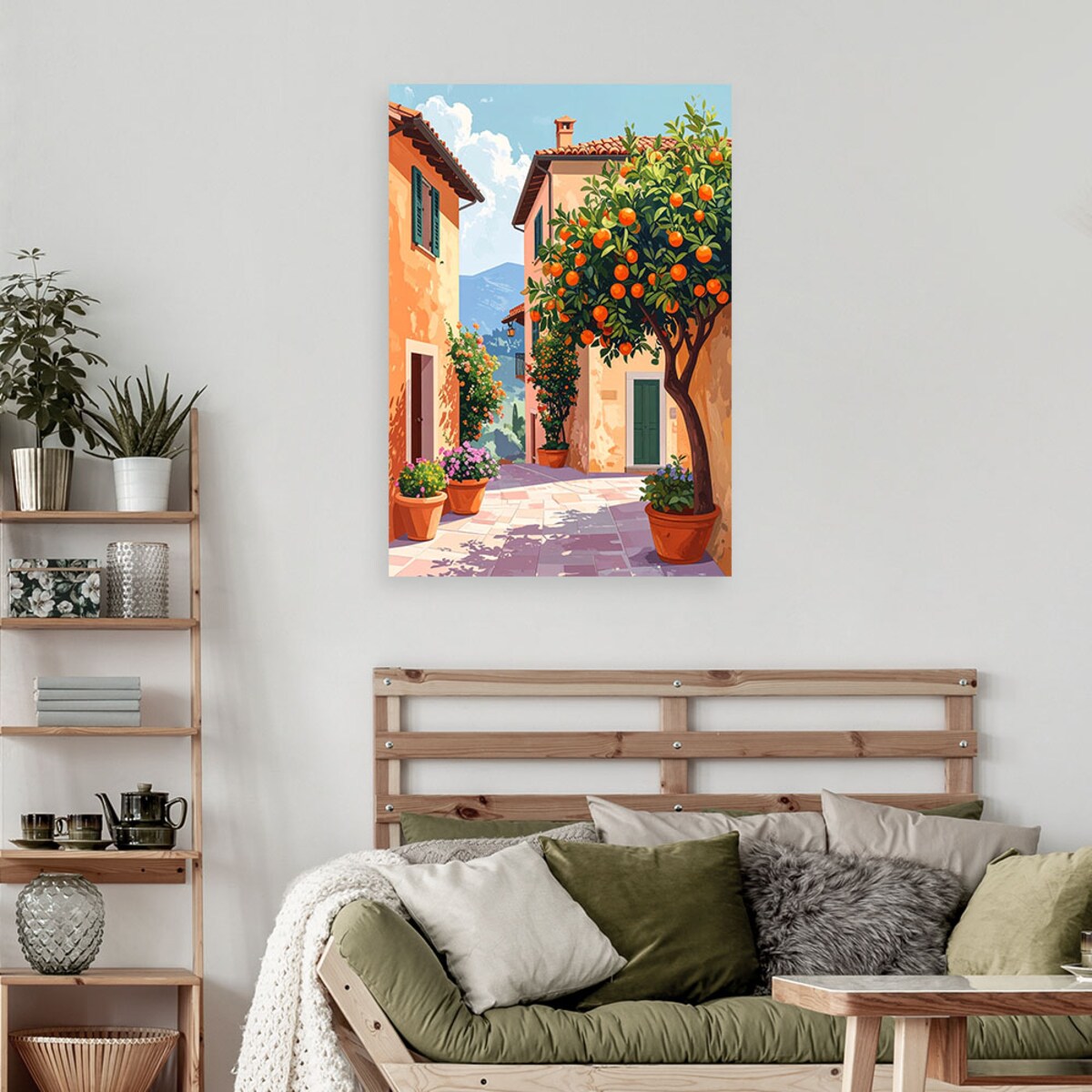 Obraz do salonu sypialni jadalni biura hotelu, Uliczka włoska Toskania pejzaż 30x45 cm