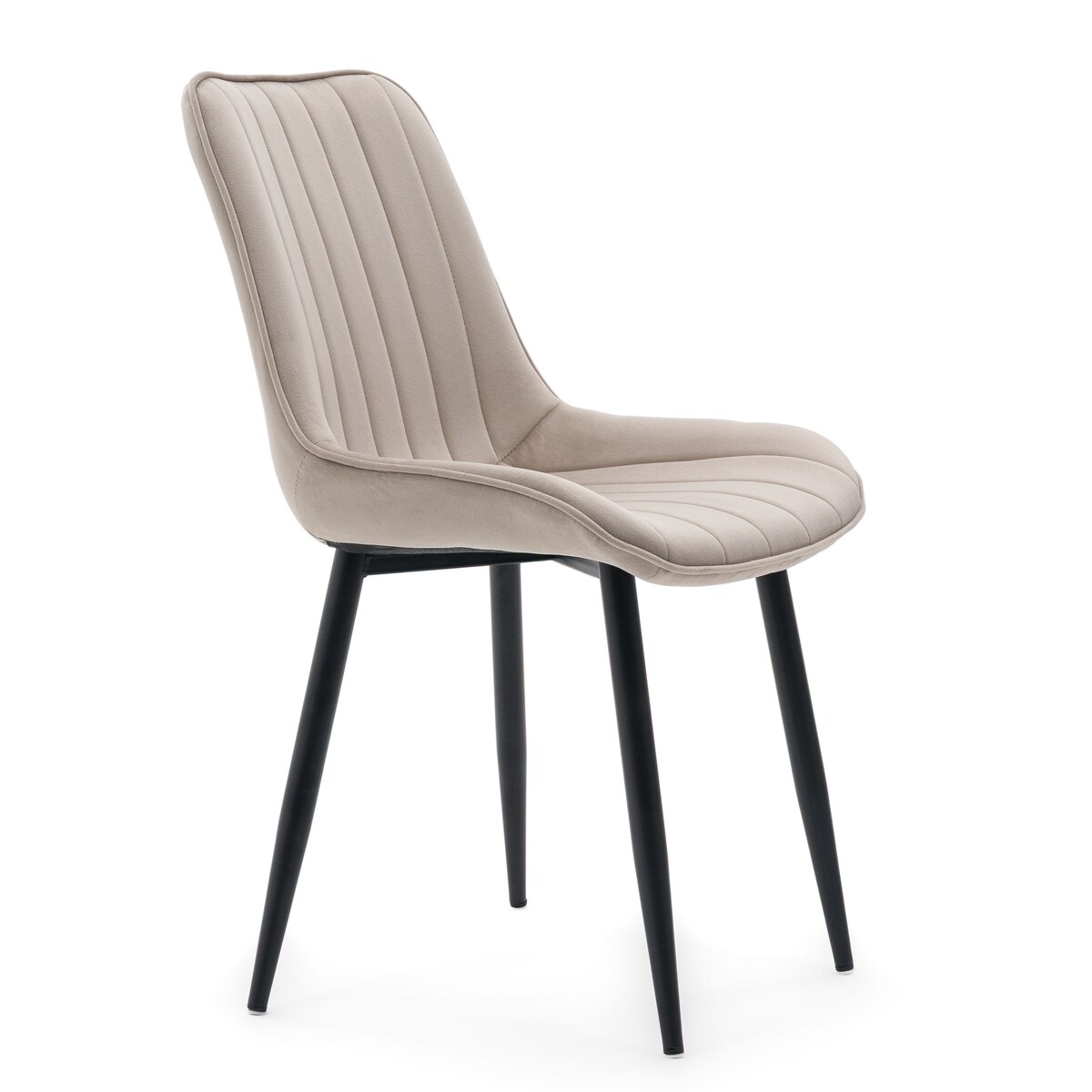 Krzesło beżowe welurowe ELVA na czarnych nogach do salonu jadalni