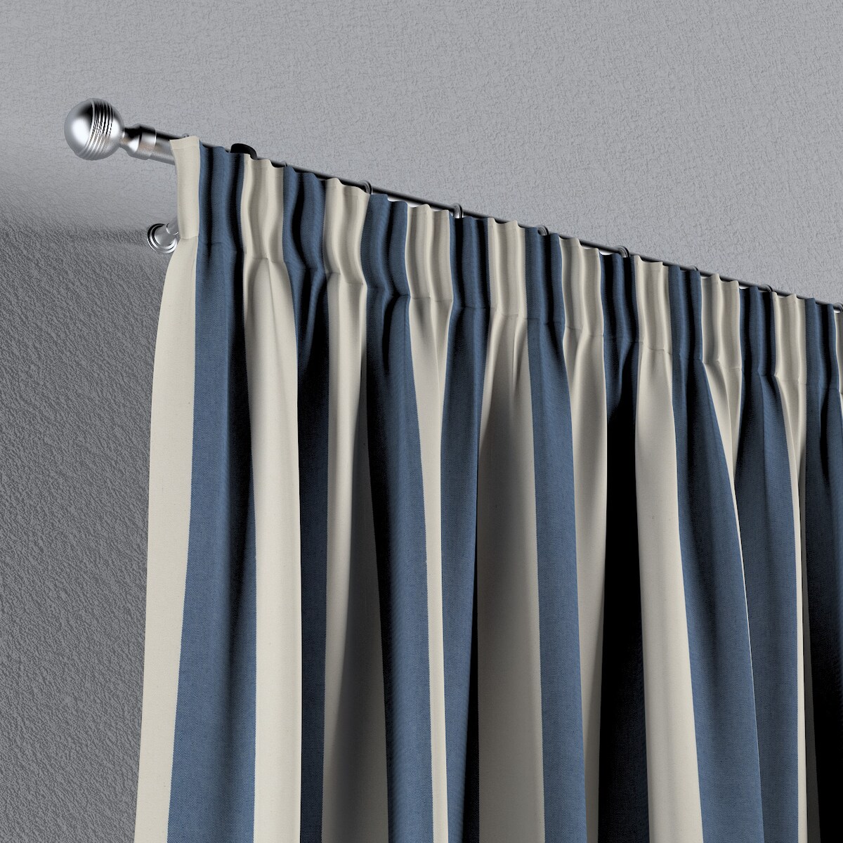 Zasłona na taśmie marszczącej 1 szt. 130x260 niebiesko-białe pionowe pasy (5,5cm)