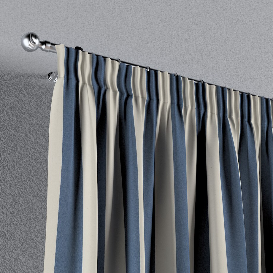 Zasłona na taśmie marszczącej 1 szt. 130x260 niebiesko-białe pionowe pasy (5,5cm)