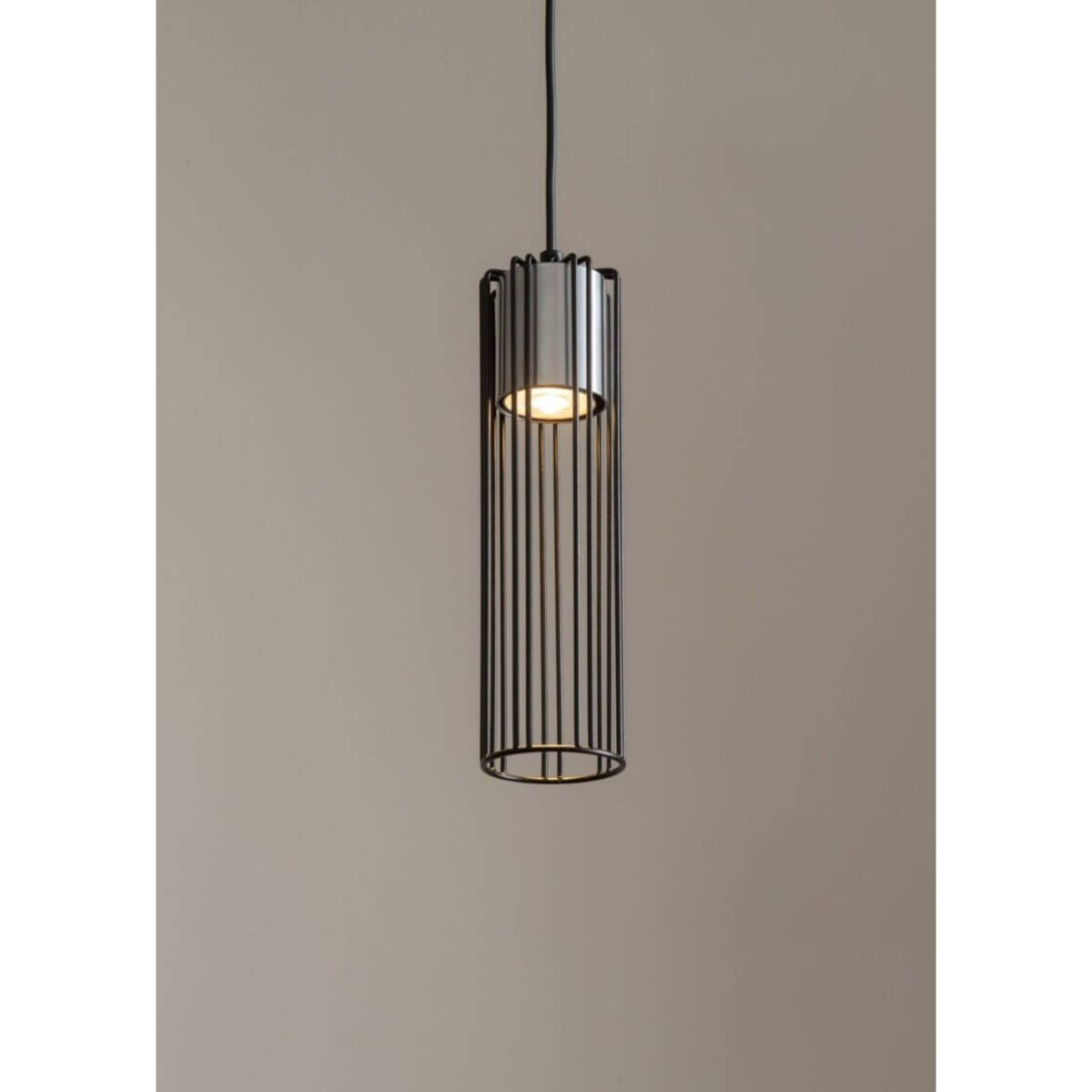 Okrągła lampa wisząca Fobia industrial tuba czarna srebrna