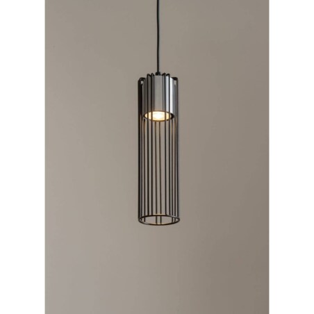 Okrągła lampa wisząca Fobia industrial tuba czarna srebrna