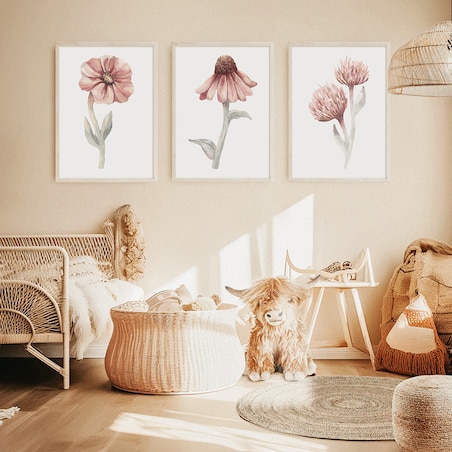 3 x plakat dla dzieci | kwiaty zestaw 3 40x50