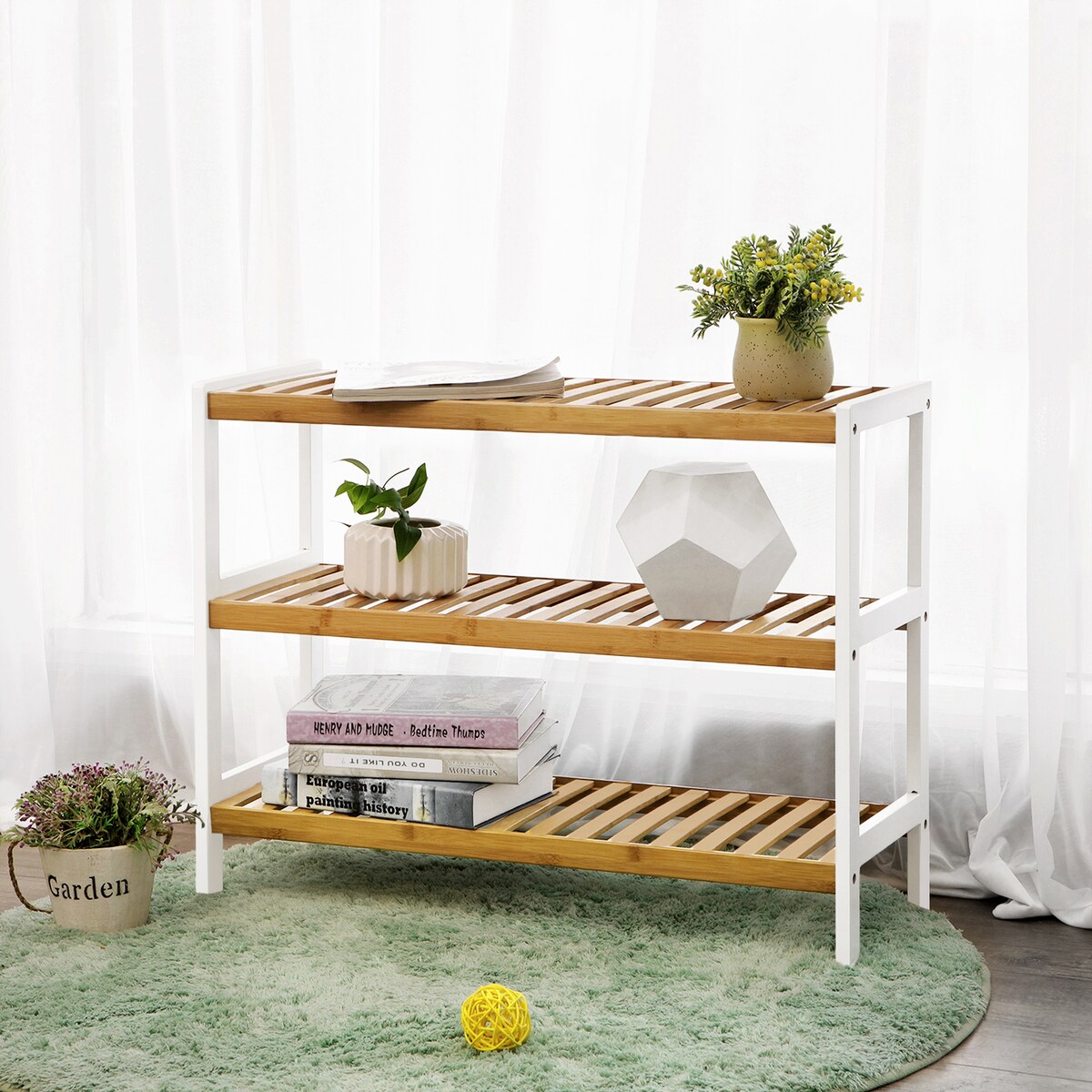 Szafka Na Buty 70X26X55 Cm Naturalny, Biały