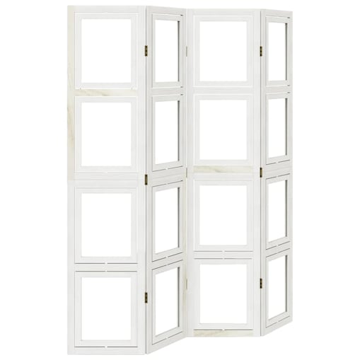 vidaXL Parawan pokojowy, 4-panelowy, biały, lite drewno paulowni