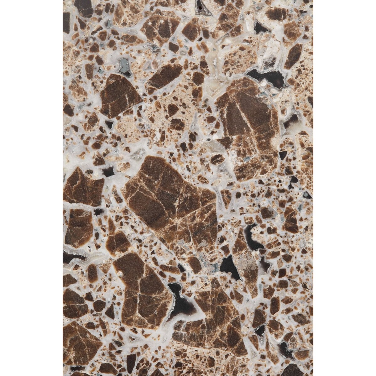 Stolik kawowy z drewna mango i brązowego marmuru Lavinia Ø90 cm