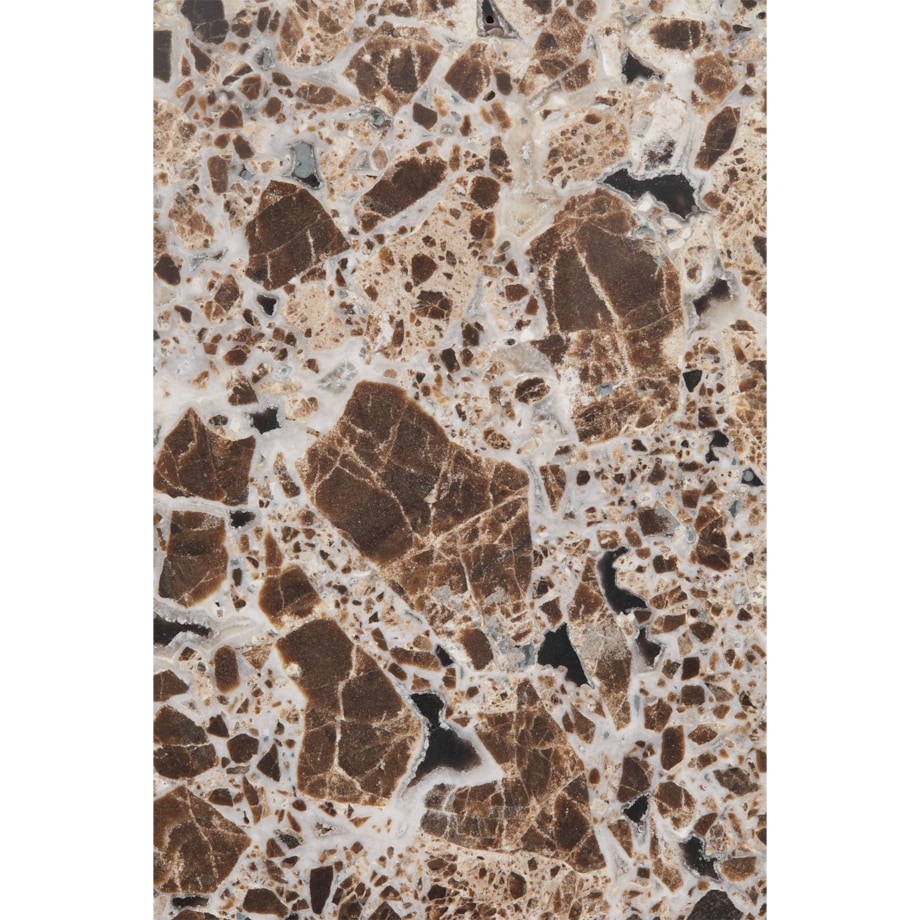 Stolik kawowy z drewna mango i brązowego marmuru Lavinia Ø90 cm