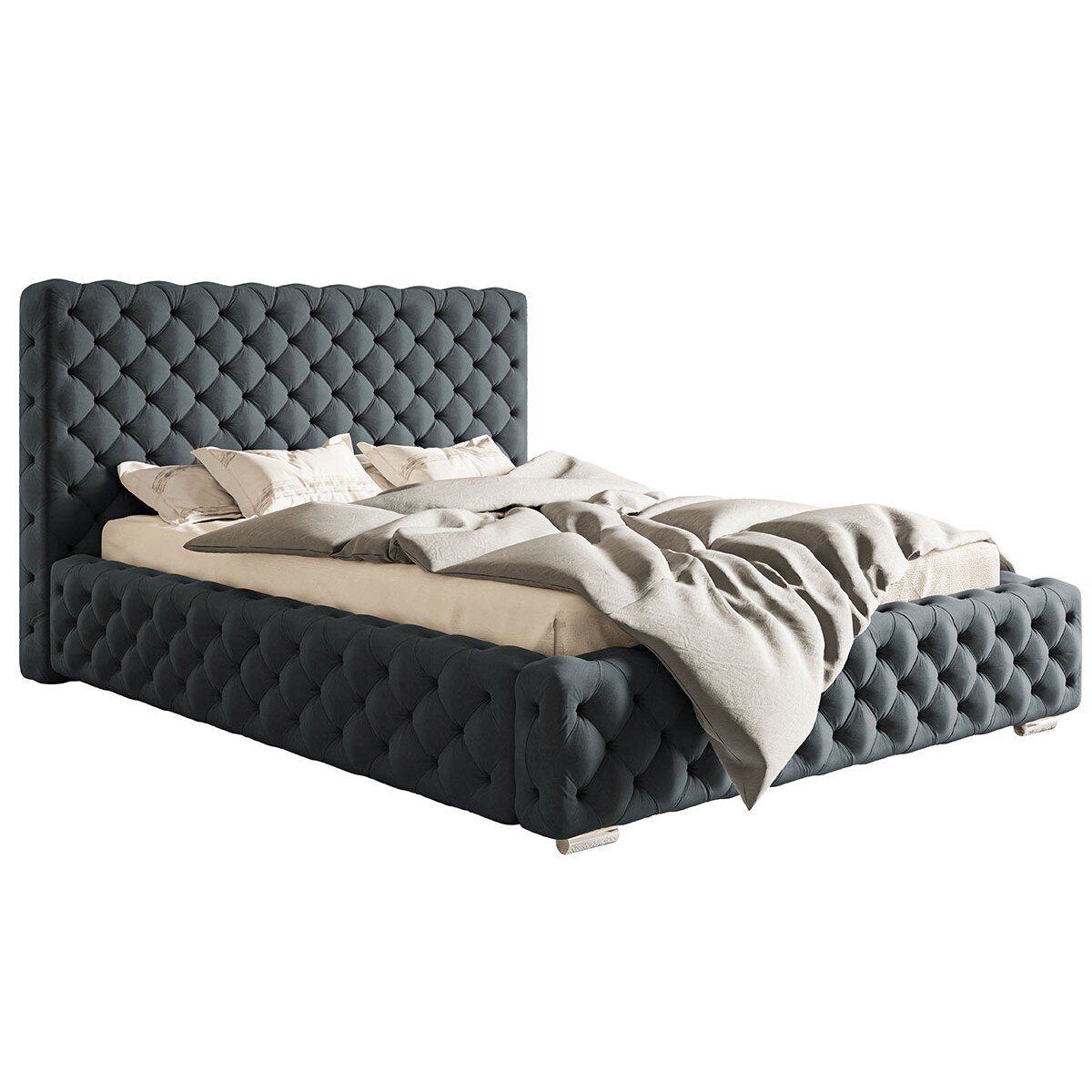 Łóżko tapicerowane z pojemnikiem 120x200 BEN 15- grafitowe