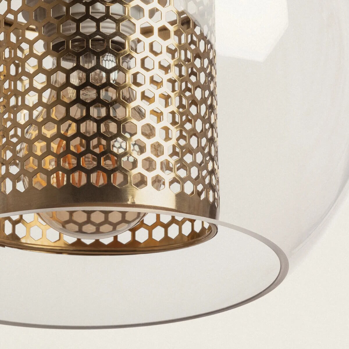 Szklana lampa wisząca Nobile ABR-ZON2-E27 Abruzzo kula złoty przezroczysty