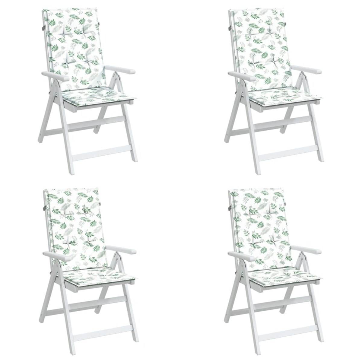 vidaXL Poduszki na krzesła ogrodowe, 4 szt., wzór w liście, tkanina