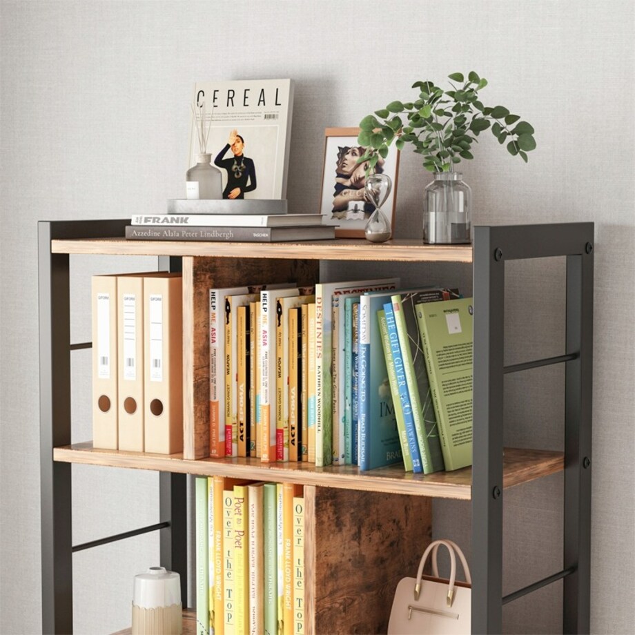 Regał Szafka Na Książki Kwiaty Drabinkowy Rustykalny Brąz Loft 154,5 Cm