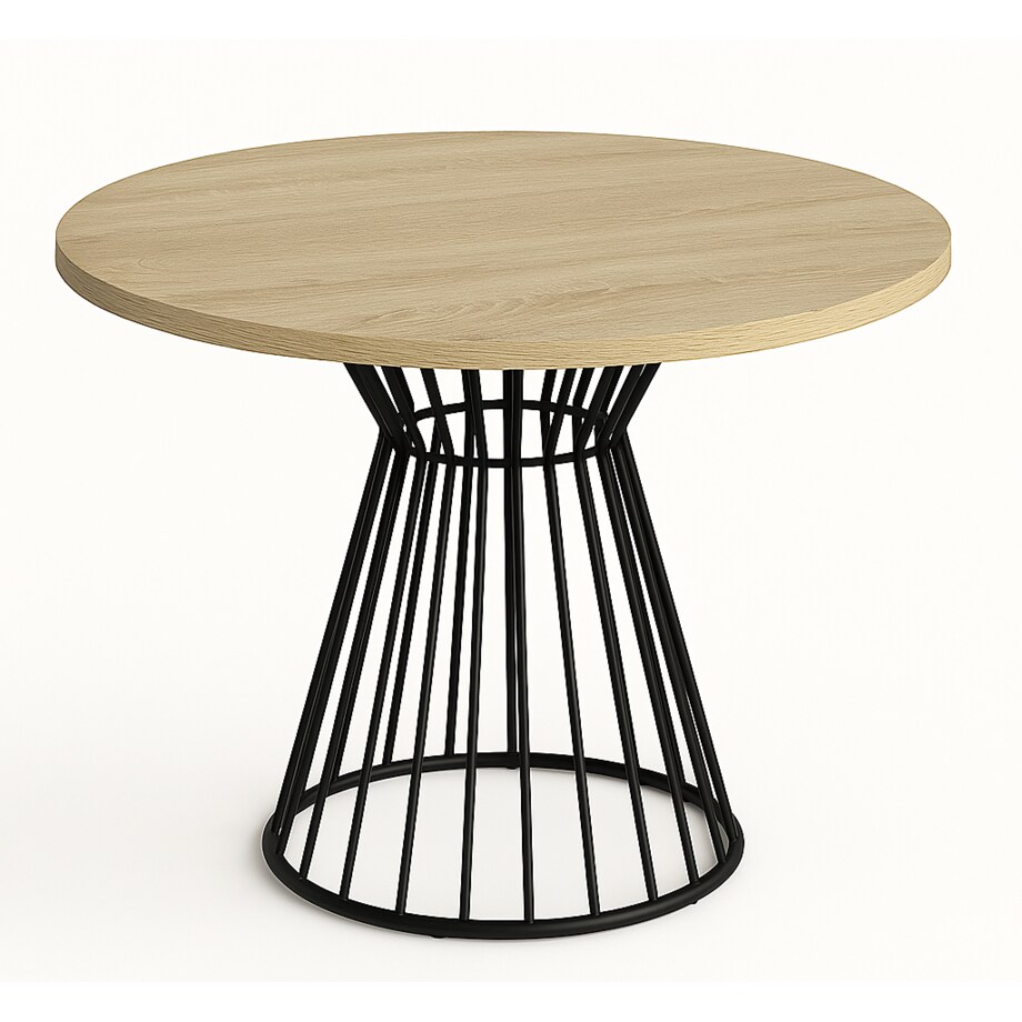 Okrągły stół Reo do salonu z metalową podstawą, blat 75 cm- dąb sonoma