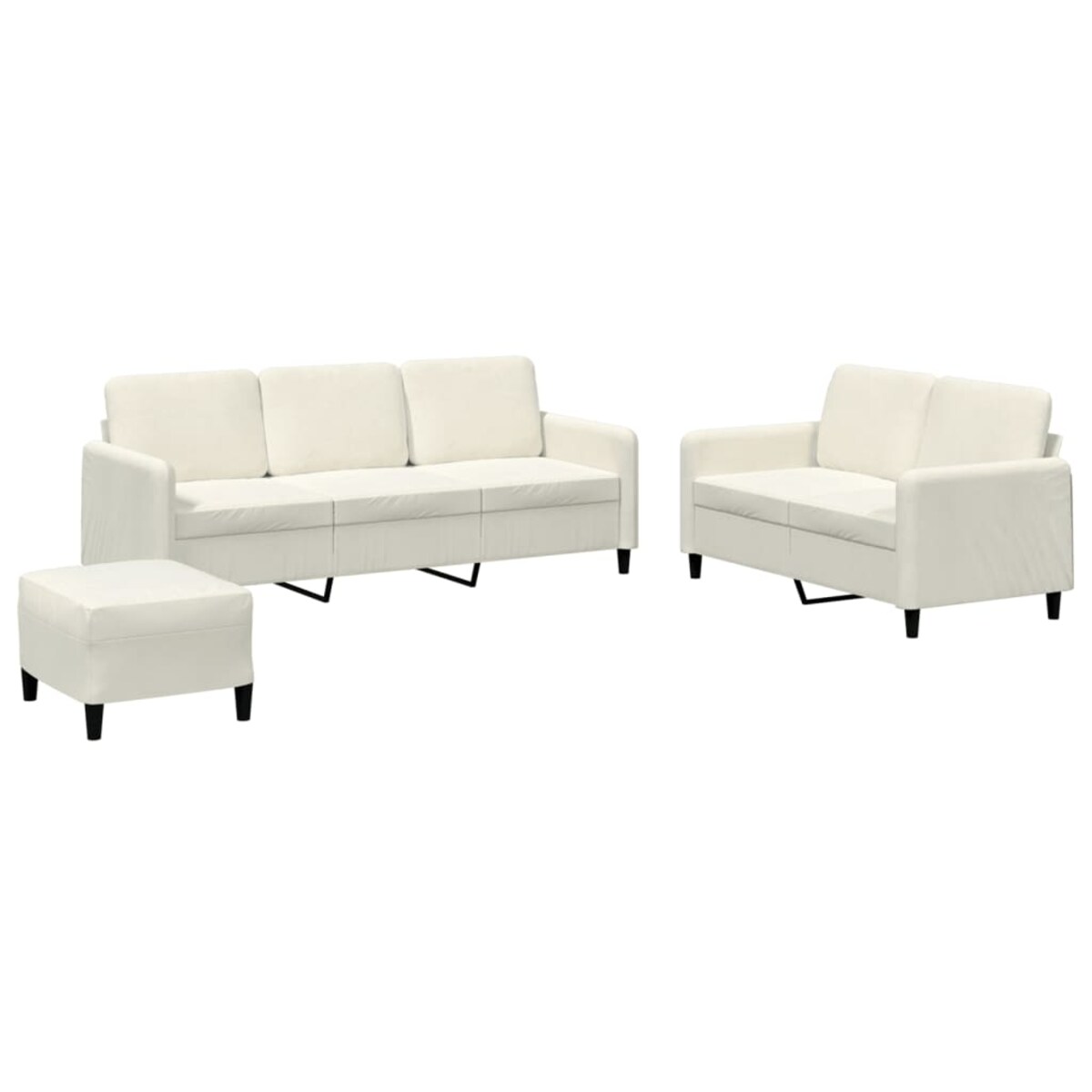 vidaXL 3-cz. komplet wypoczynkowy, kremowy, obity aksamitem