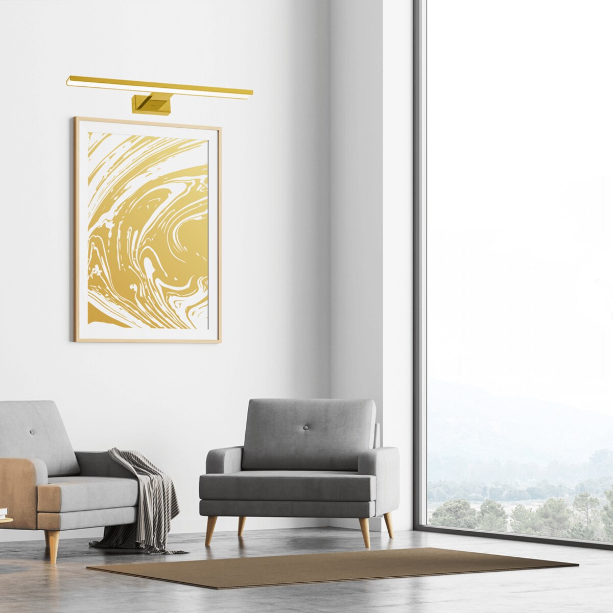 Złoty kinkiet metalowy Pinto listwa LED 12W do pokoju