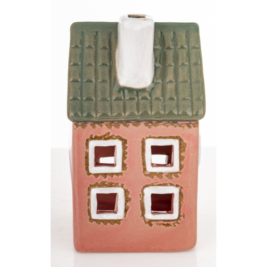 Ceramiczny domek 10,5x6x6 cm GILLI-3 na tea-lighty, czerwony