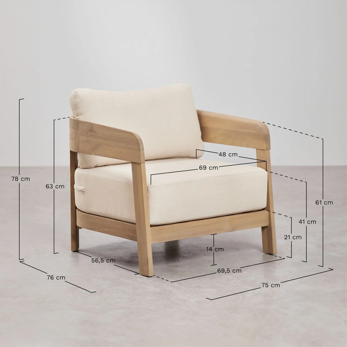 Zestaw ogrodowy: 3-osobowa sofa, 2 fotele i stolik kawowy z drewna akacjowego Uleno