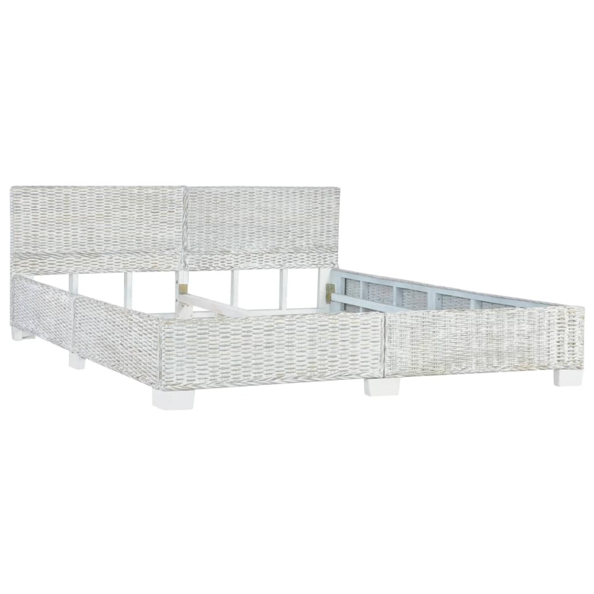 vidaXL Rama łóżka, szara, naturalny rattan, 180 x 200 cm