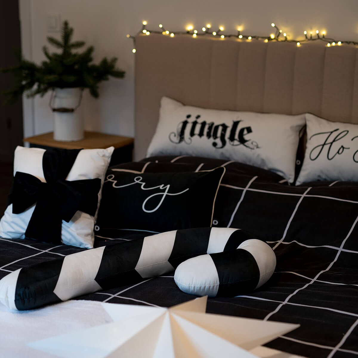 Poduszka XMAS wzór XM19 | Czarna laska cukrowa XXL