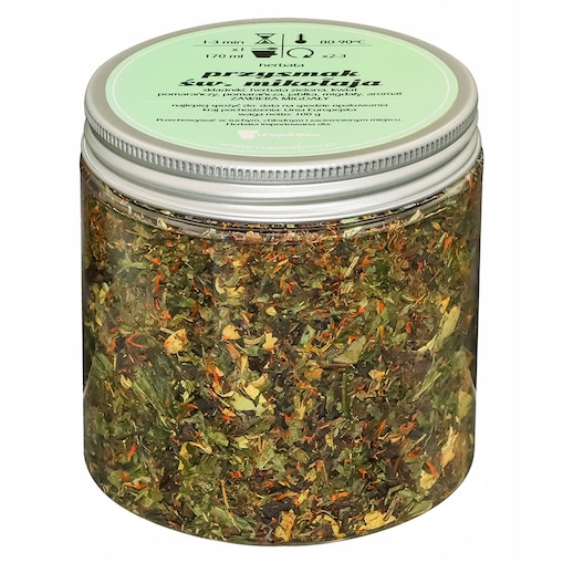 Herbata zielona PRZYSMAK ŚW MIKOŁAJA o smaku delikatnej nuty pomarańczy - herbata liściasta sypana mieszanka napar susz - gotowa na prezent upominek