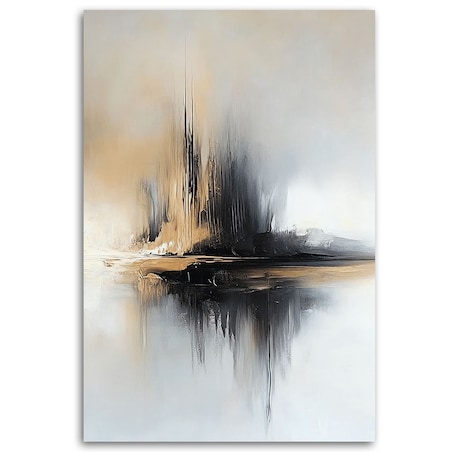 Nowoczesny obraz na ścianę do salonu Abstrakcja Beżowo Szara 70x100