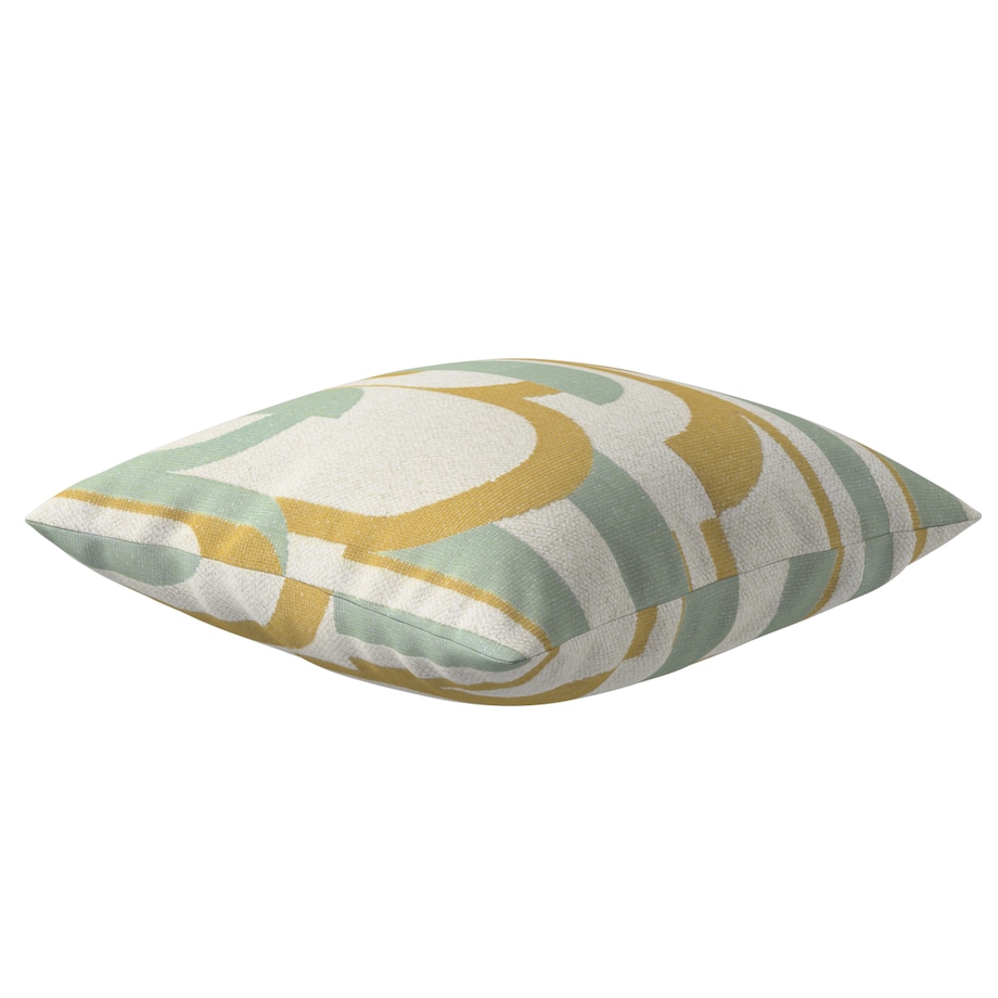 Poszewka Kinga na poduszkę 60x60 miętowo-żółte wzory na kremowym tle