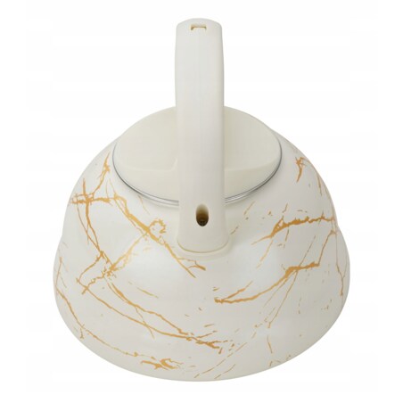 Czajnik Emaliowany Retro 2.2L Z Gwizdkiem Stal Węglowa Biały Indukcja Gaz