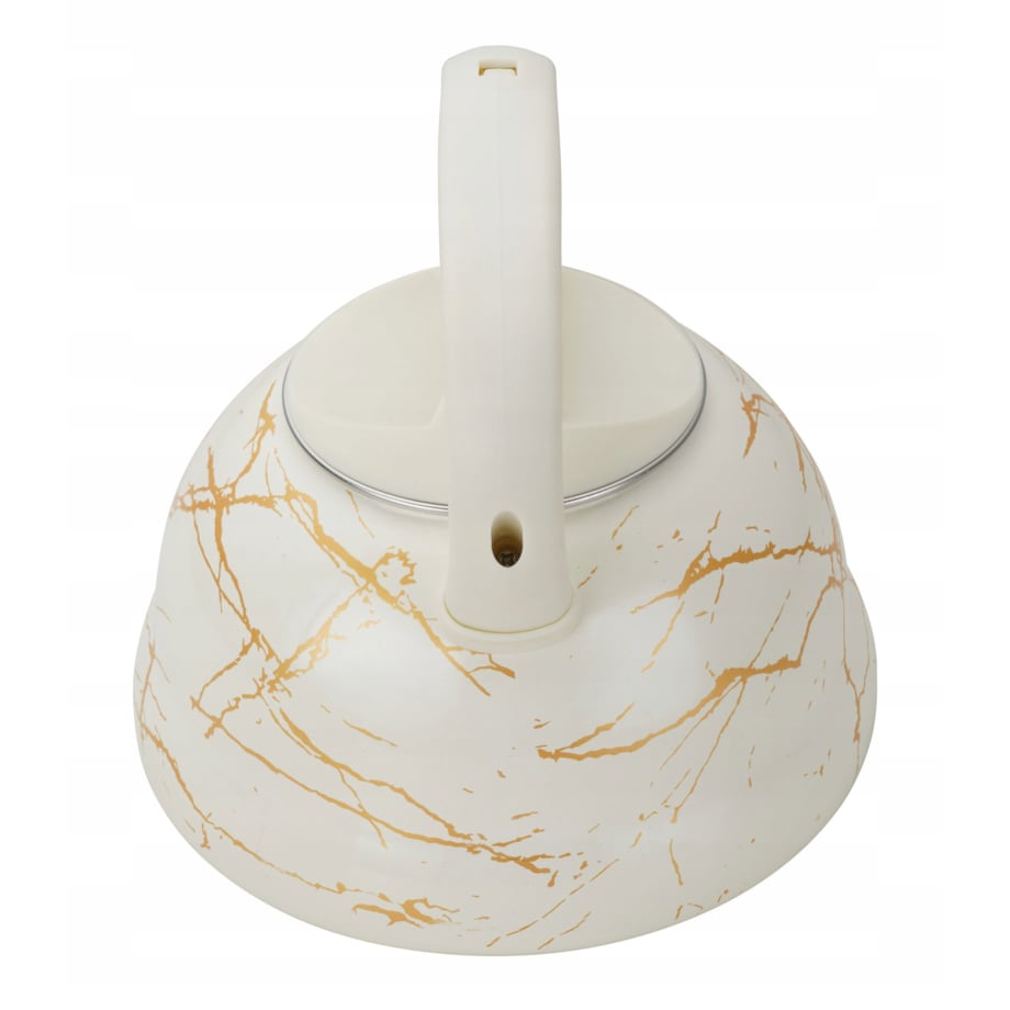 Czajnik Emaliowany Retro 2.2L Z Gwizdkiem Stal Węglowa Biały Indukcja Gaz