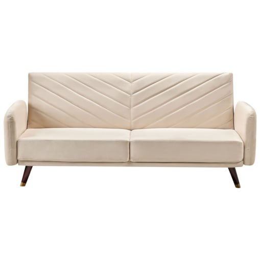 Sofa rozkładana SENJA Welur Beżowy dla 3 osób