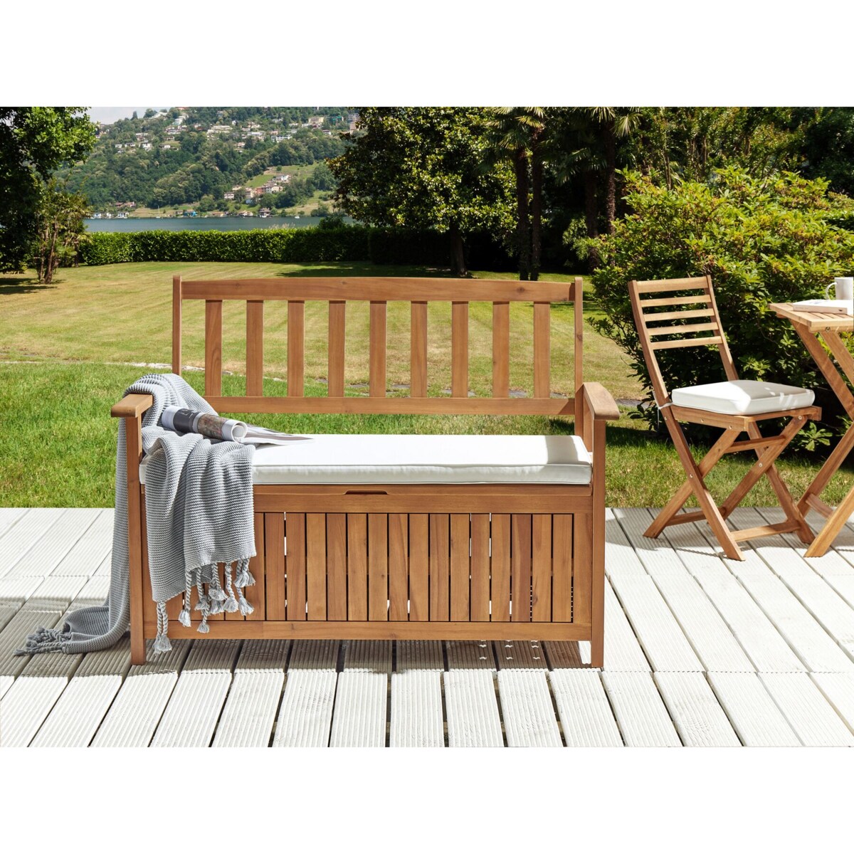 Poduszka na ławkę ogrodową SOVANA 108 x 45 cm Złamana biel