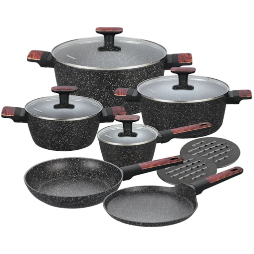 Komplet garnków z marmurkową powłoką nieprzywierającą 12-ele KLAUSBERG