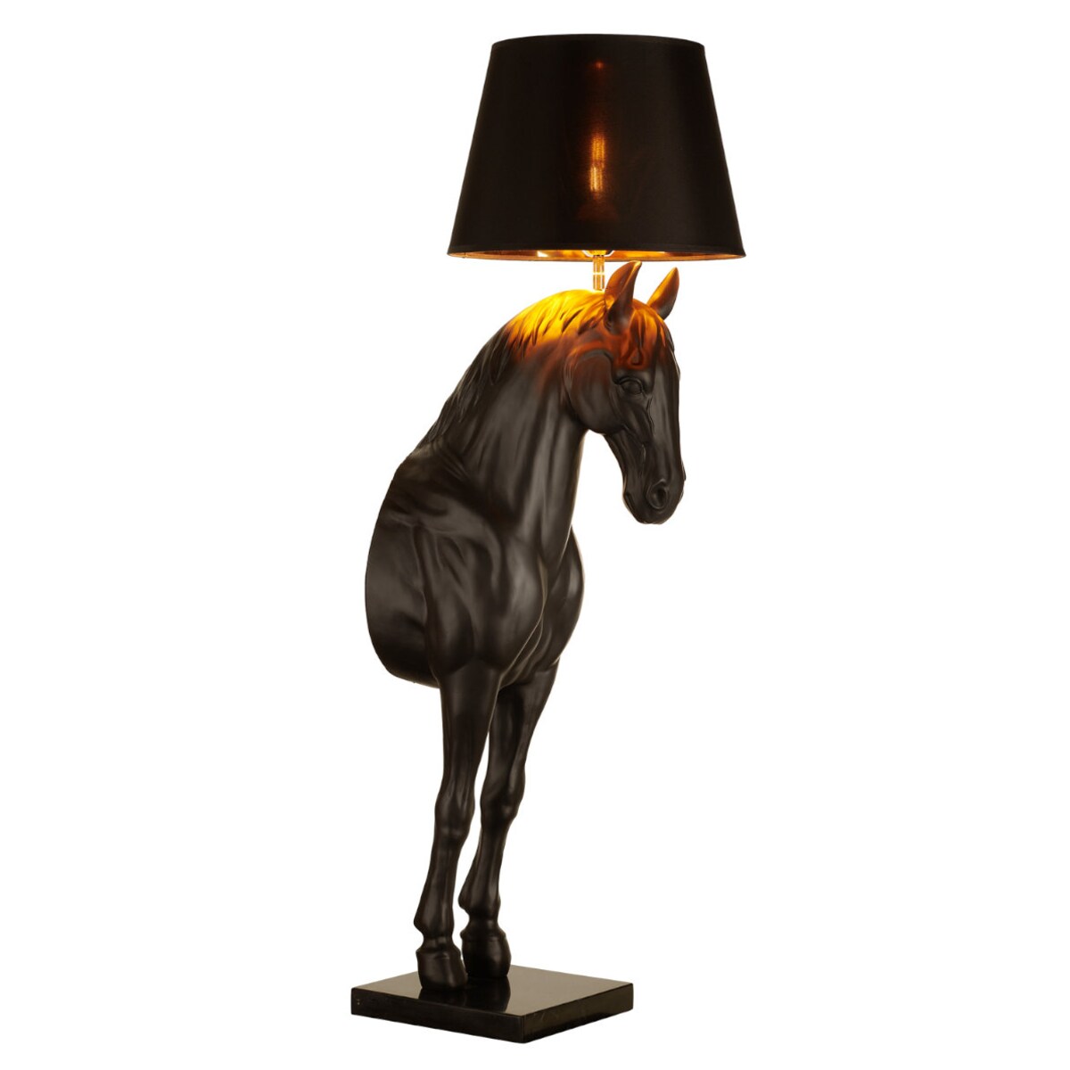 Designerska lampa podłogowa Horse MF1237-350 Step koń z abażurem czarna