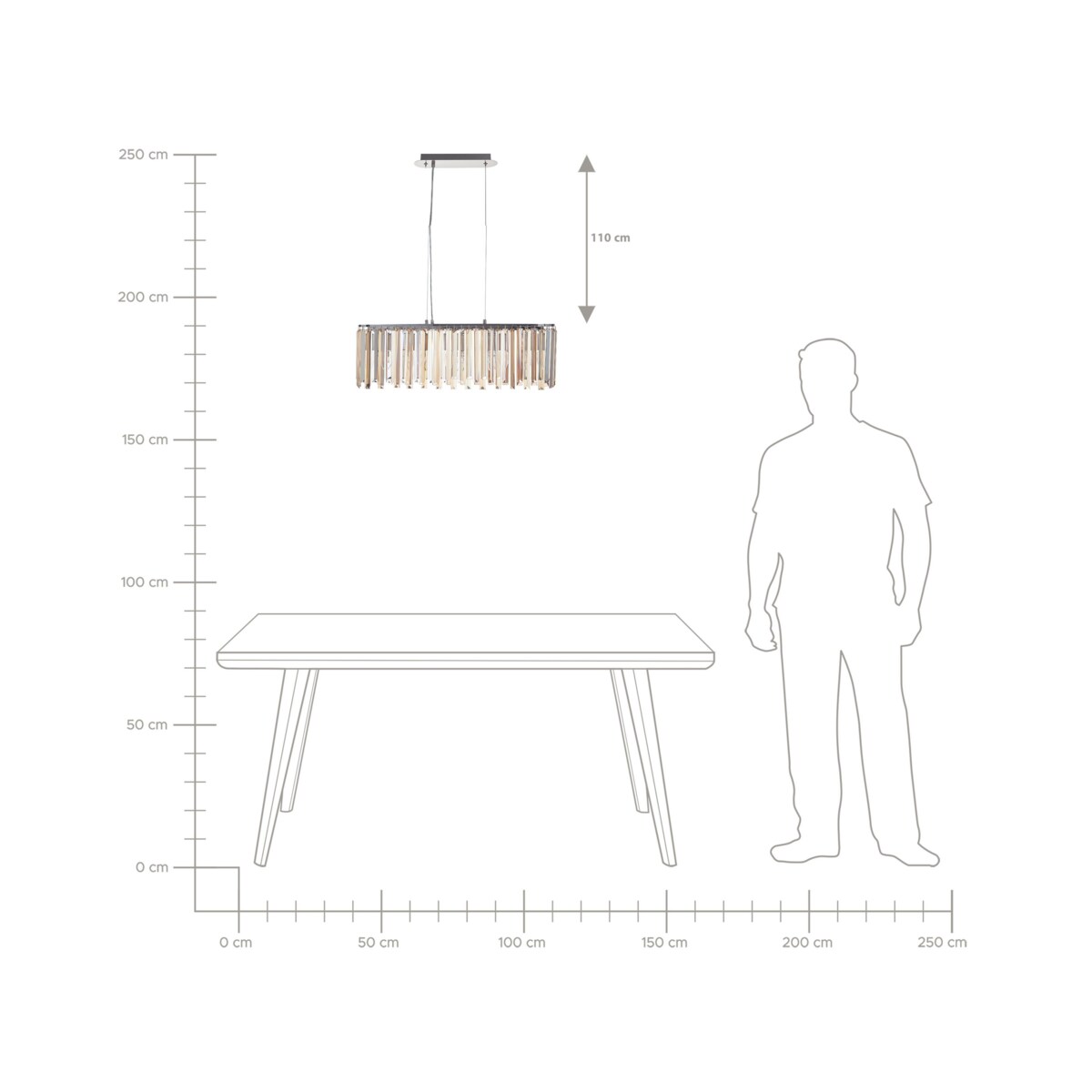 Żyrandol MANDEO Szkło Srebrny