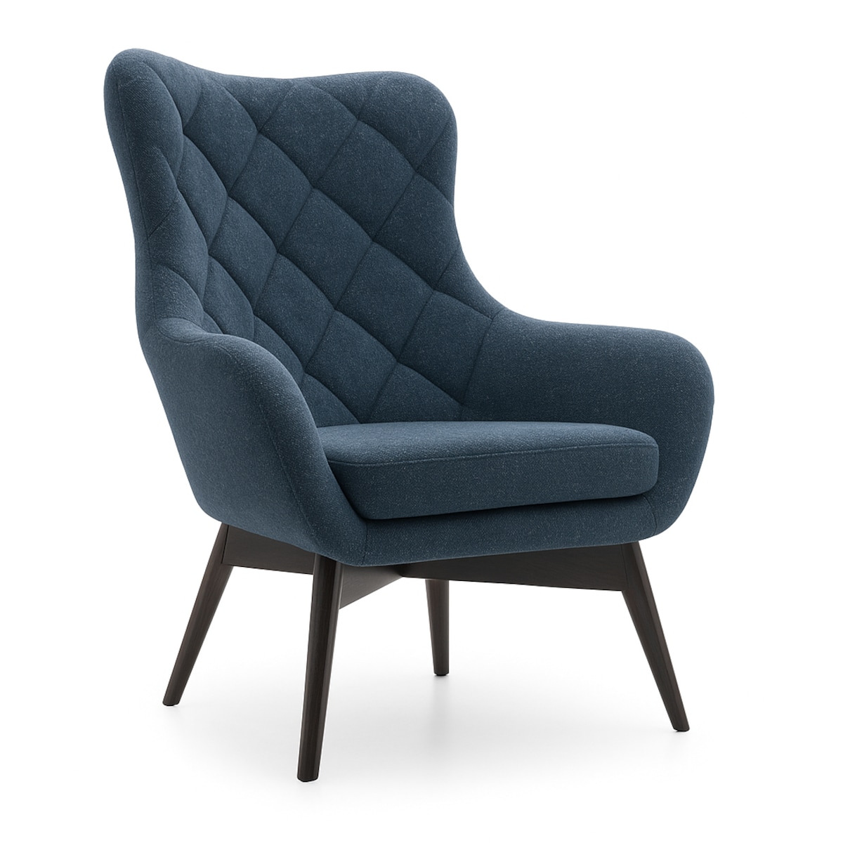 Wygodny Fotel na drewnianych nogach LISA CARO granatowy