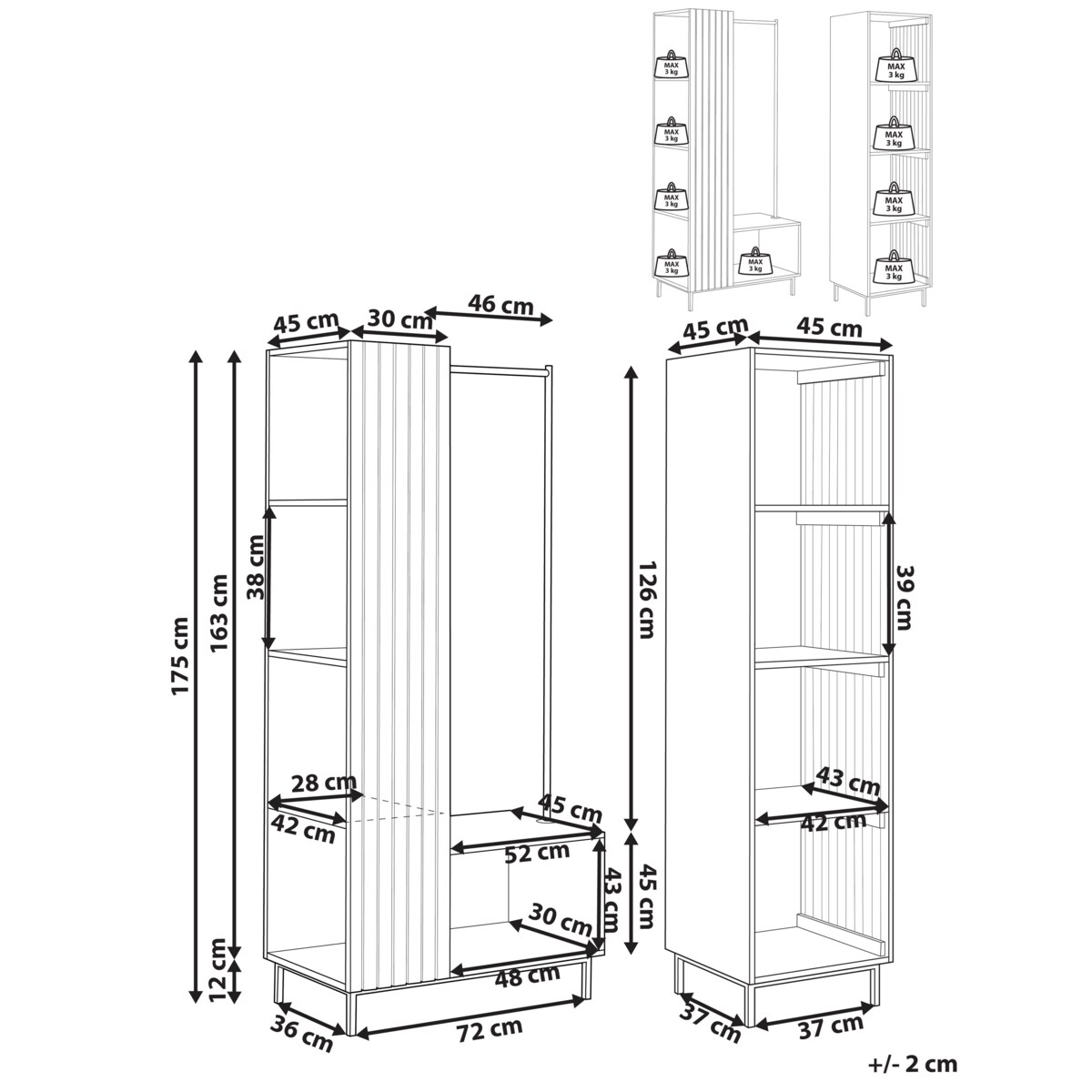 Otwarta szafa 9 półek LEANDRO Jasnobrązowy