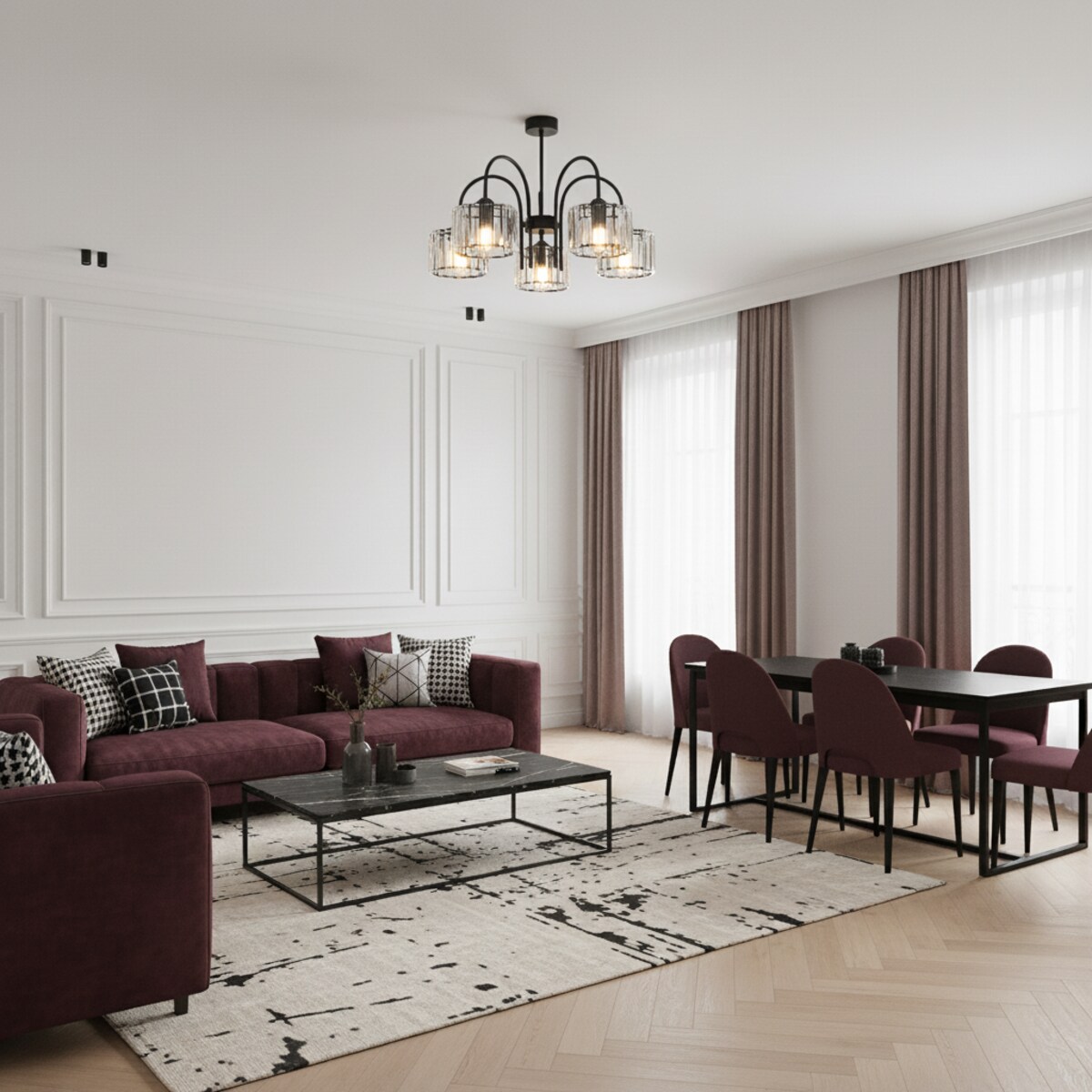 lampa sufitowa wisząca 5 punktowa edylit glamour