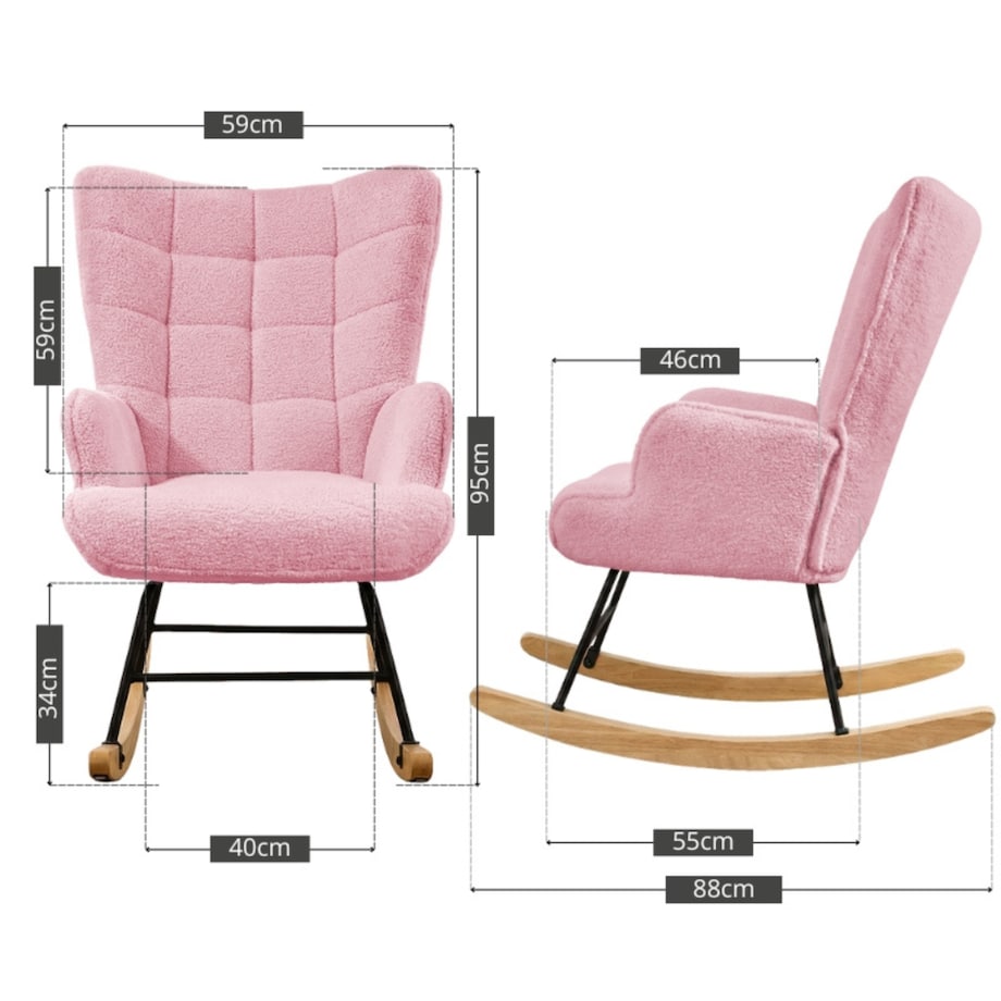 Fotel bujany tapicerowany baranek wygodny wypoczynkowy uszak salon różowy