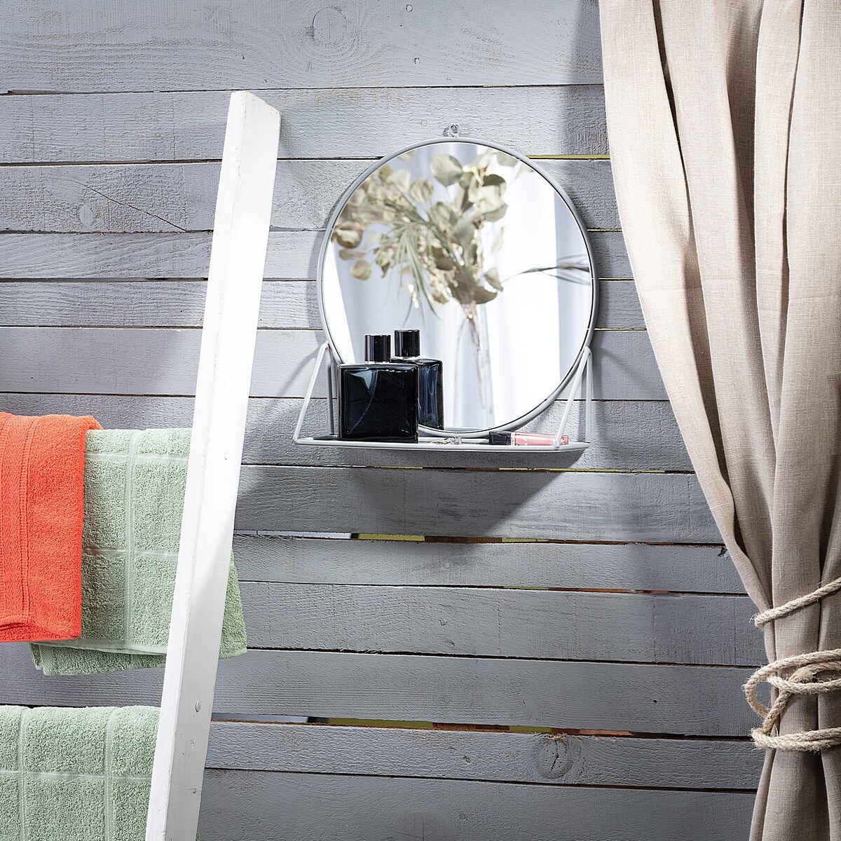 Lustro ścienne z półką Daira, 32 x 10 x 34 cm