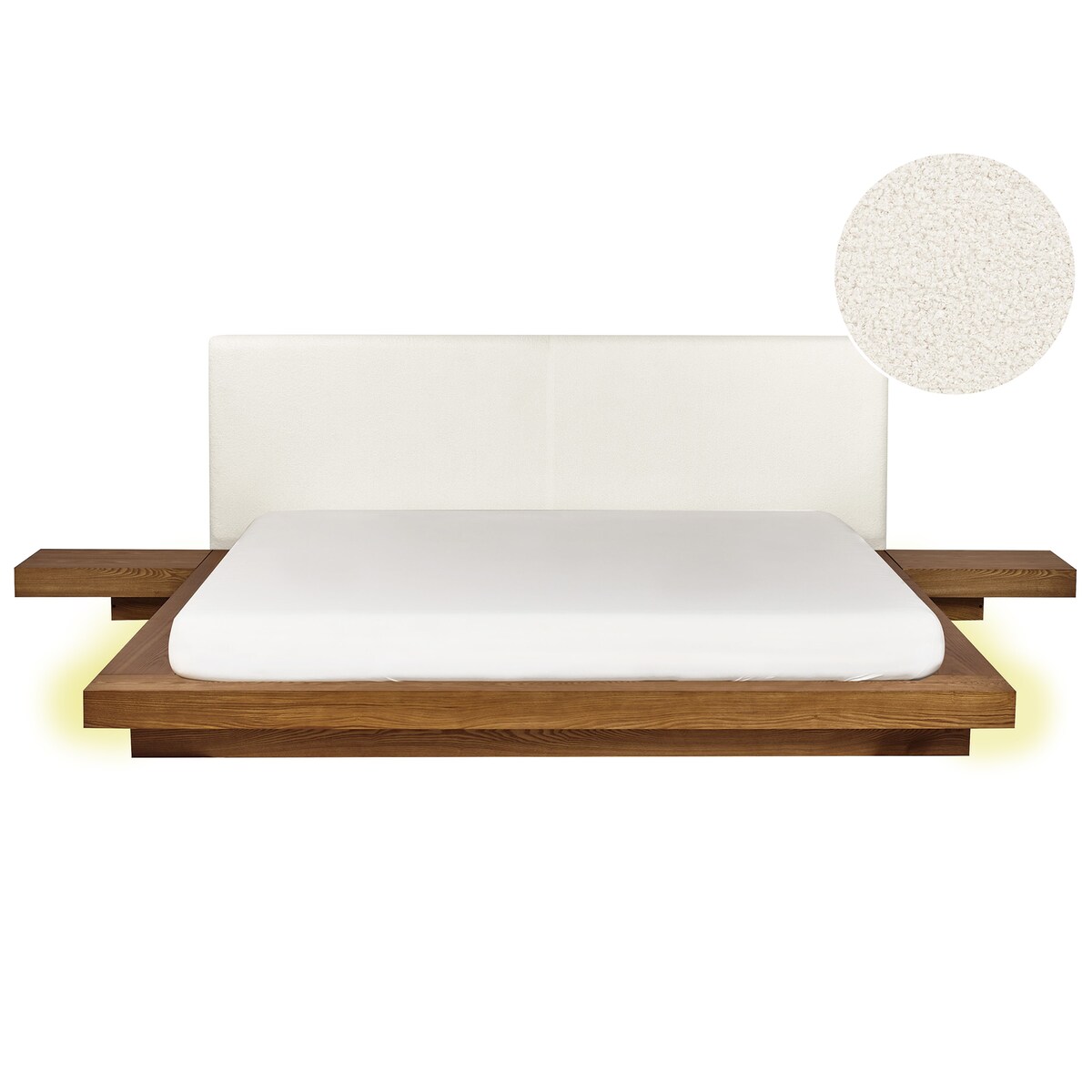Łóżko LED Boucle ZEN 180 x 200 cm LED Jesion naturalny
