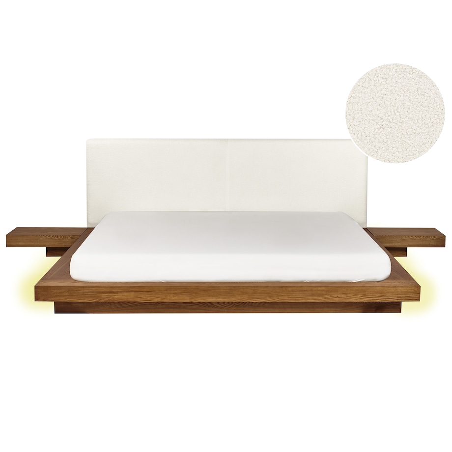 Łóżko LED Boucle ZEN 180 x 200 cm LED Jesion naturalny
