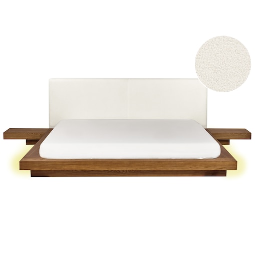 Łóżko LED Boucle ZEN 180 x 200 cm LED Jesion naturalny